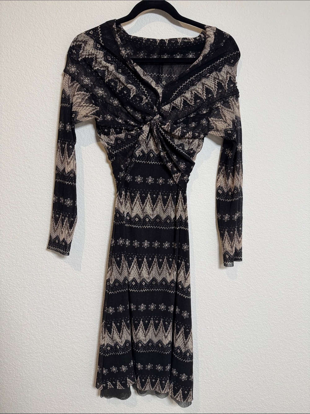 Jean Paul Gaultier Rare Vintage Y2k Mesh Snowflake Print Off The Shoulder Dress